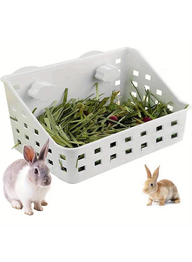 White Large Durable Plastic Hay Feeder for Rabbits Guinea Pigs Small Animals - Image 1
