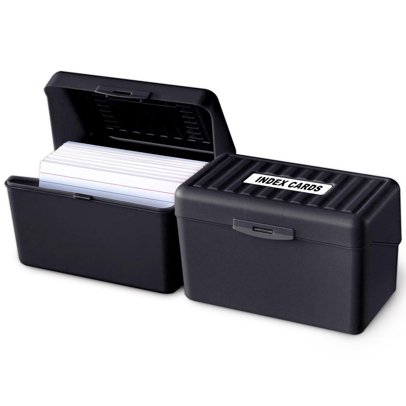 Olivo Index Card Holder Box 3x5 Flash Note Card Holder Storage File Box Organizer Case for 3x5 Cards Black 2 Pack