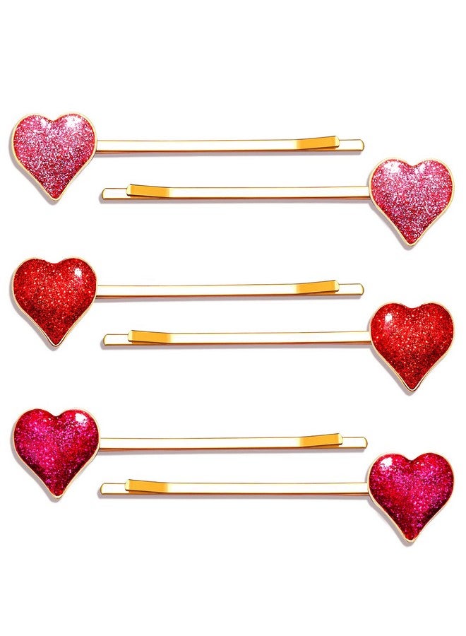 CEALXHENY دبابيس شعر على شكل قلب لعيد الحب للنساء مزينة بالمينا واللمعان مع كريستالات على شكل قلب، مشابك شعر حب حلوة، دبابيس شعر لحفلات الزفاف، إكسسوار تصفيف الشعر (لامع) - Image 1