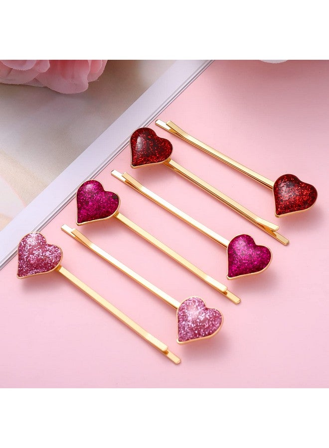 CEALXHENY دبابيس شعر على شكل قلب لعيد الحب للنساء مزينة بالمينا واللمعان مع كريستالات على شكل قلب، مشابك شعر حب حلوة، دبابيس شعر لحفلات الزفاف، إكسسوار تصفيف الشعر (لامع) - Image 4