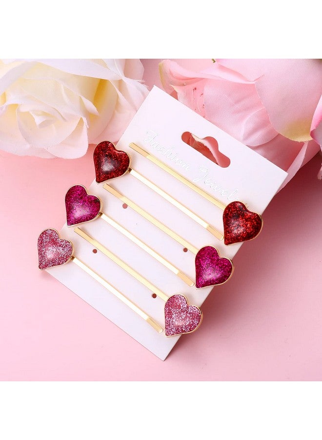 CEALXHENY دبابيس شعر على شكل قلب لعيد الحب للنساء مزينة بالمينا واللمعان مع كريستالات على شكل قلب، مشابك شعر حب حلوة، دبابيس شعر لحفلات الزفاف، إكسسوار تصفيف الشعر (لامع) - Image 5