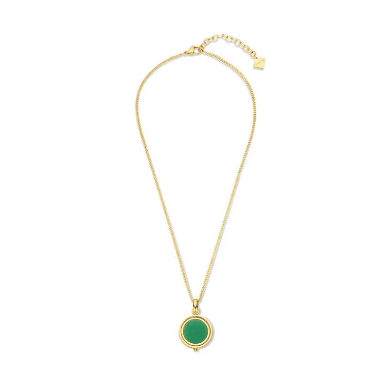 CERRUTI 1881 Medalion Gold Plated Necklace with Green Onyx