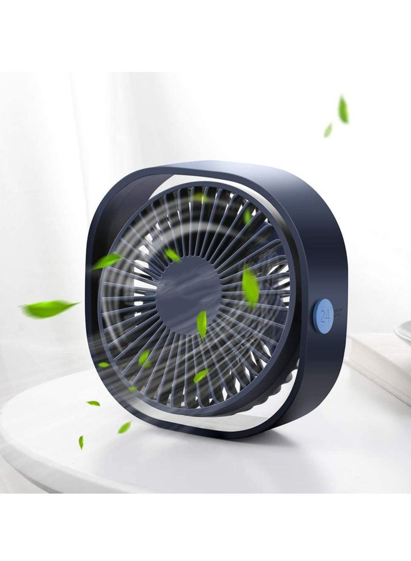 SmartDevil Small Personal USB Desk Fan,3 Speeds Portable Desktop Table Cooling Fan Powered by USB,Strong Wind,Quiet Operation,for Home Office Car Outdoor Travel (Blue) - Image 1