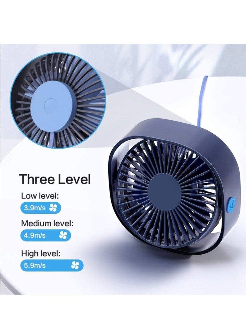 SmartDevil Small Personal USB Desk Fan,3 Speeds Portable Desktop Table Cooling Fan Powered by USB,Strong Wind,Quiet Operation,for Home Office Car Outdoor Travel (Blue) - Image 4