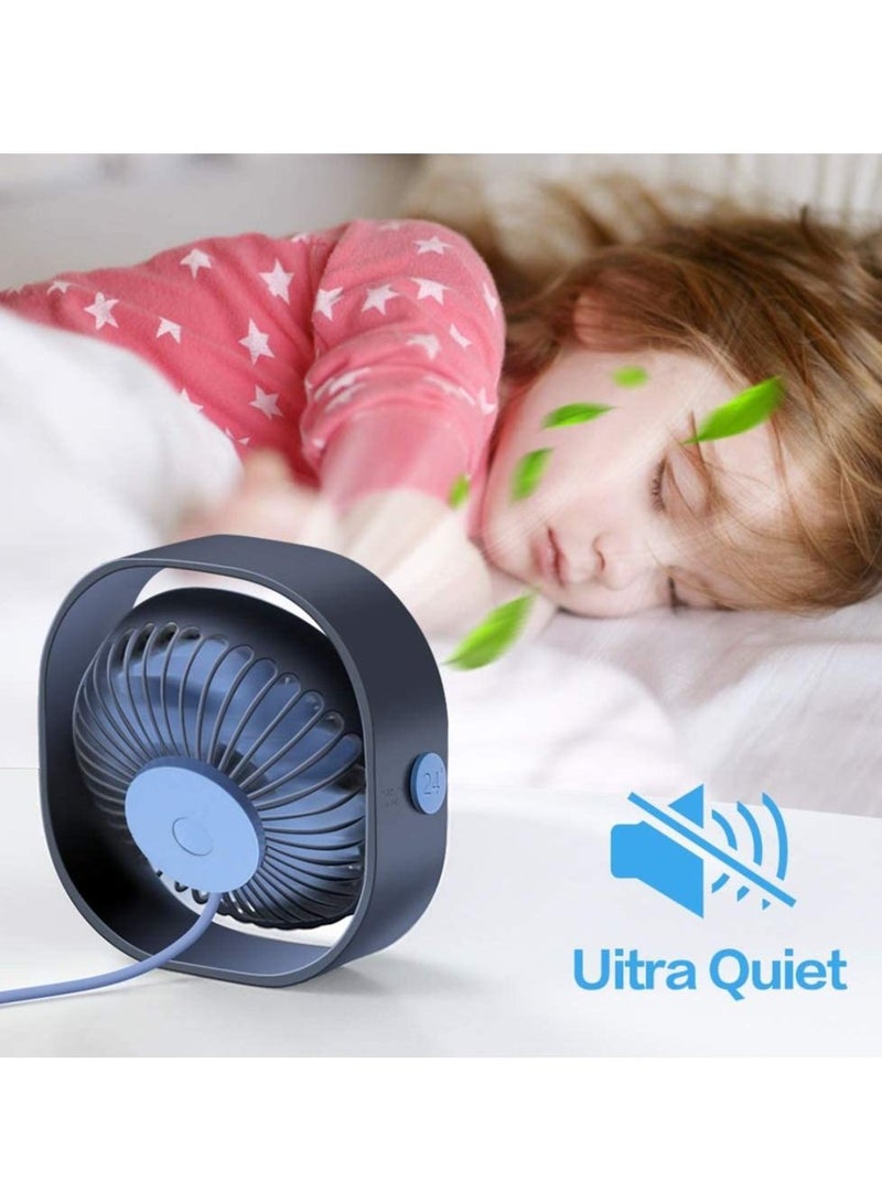 SmartDevil Small Personal USB Desk Fan,3 Speeds Portable Desktop Table Cooling Fan Powered by USB,Strong Wind,Quiet Operation,for Home Office Car Outdoor Travel (Blue) - Image 3