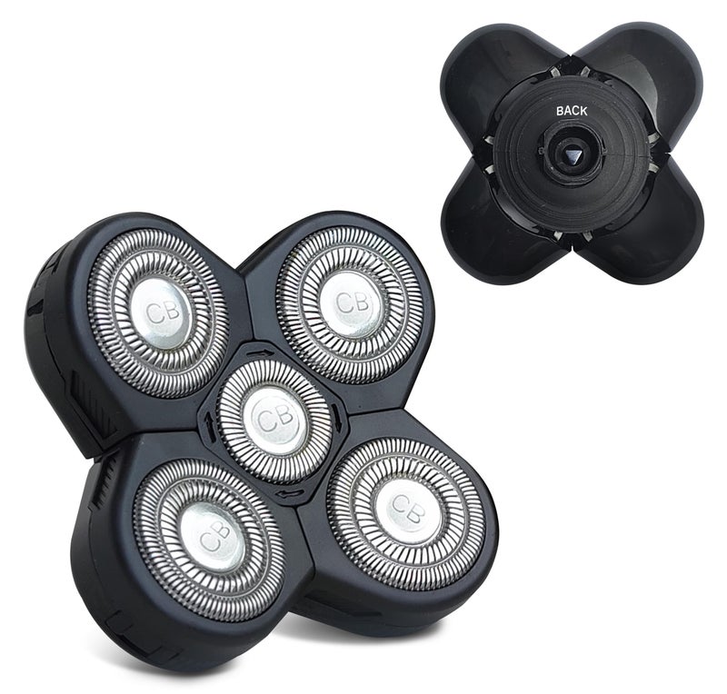 The Cut Buddy Replacement Shaver Head, Universal Rotary Wet & Dry 5-Blade Head for Coarse Hair, Skull, Face, Body, Arms, Legs, Back, Chest, 1 Unit, The Cut Buddy - Image 1