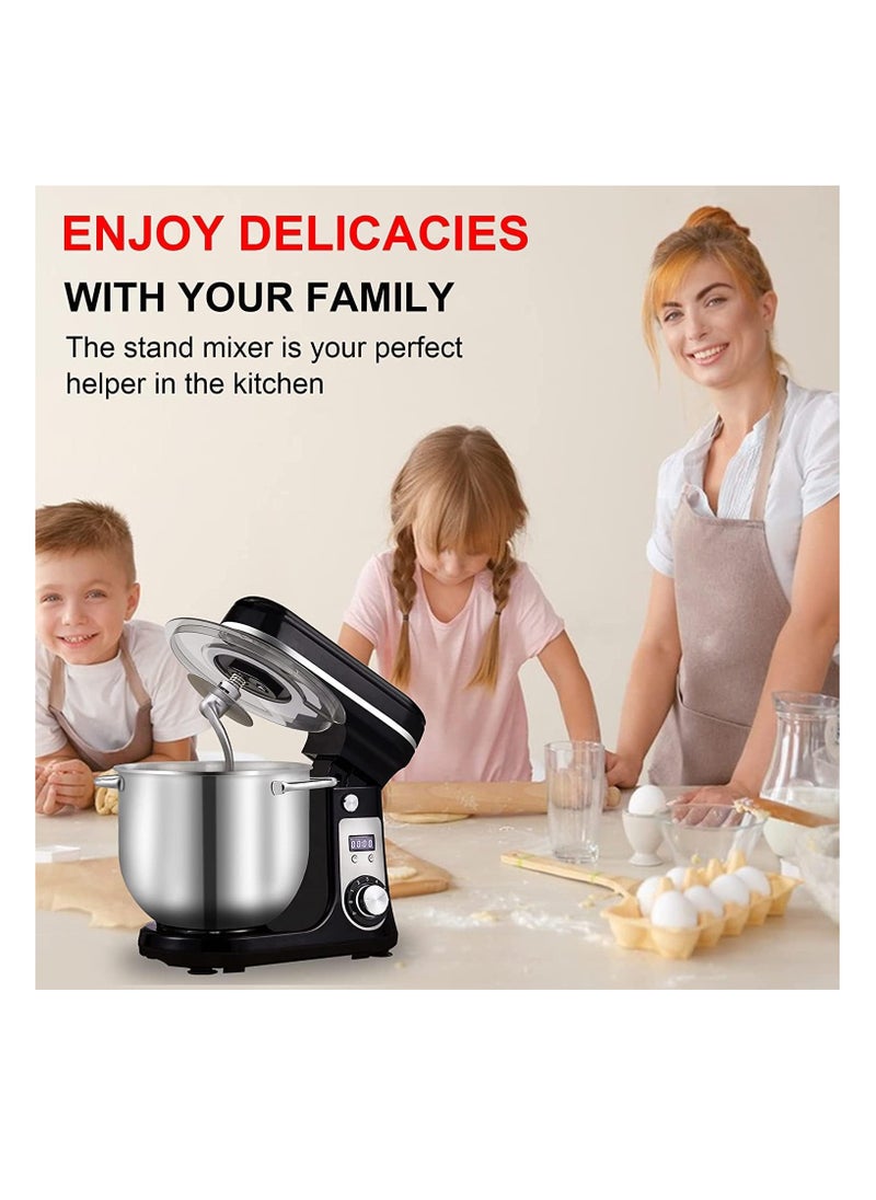 Biolomix - Biolomix Stand Mixer, Super Quiet 6L Kitchen Electric Stand Mixer, 6- Speed Dough Kneader Cake Bread Mixer with LCD Display Timer with Dough Hook, Beater, Whisk-Black - Image 1