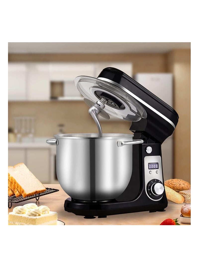 Biolomix - Biolomix Stand Mixer, Super Quiet 6L Kitchen Electric Stand Mixer, 6- Speed Dough Kneader Cake Bread Mixer with LCD Display Timer with Dough Hook, Beater, Whisk-Black - Image 1