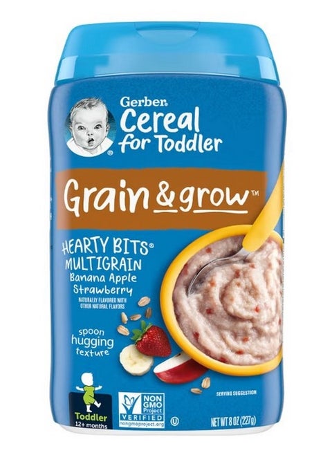 Cereal for Toddler Grain and Grow Hearty Bits MultiGrain 12 Months Banana Apple Strawberry 8 oz 227 g