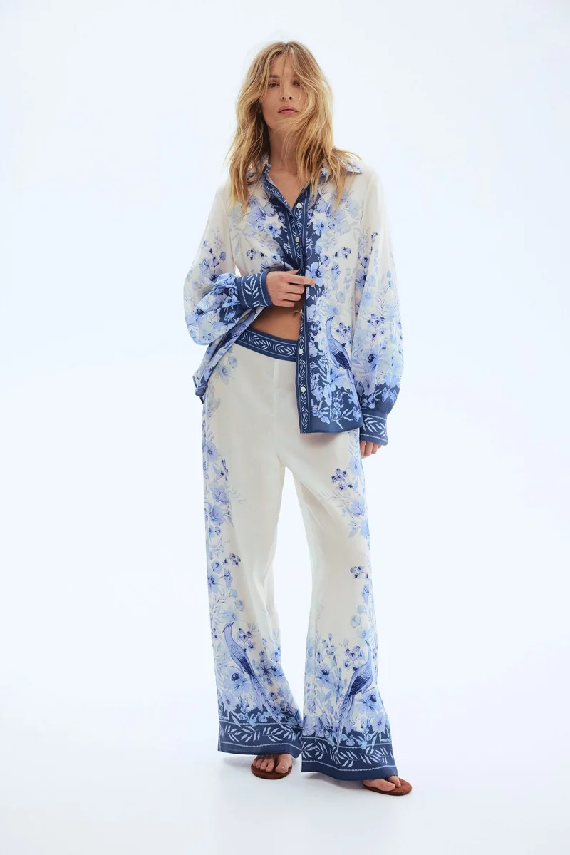 H&M Printed lyocell trousers