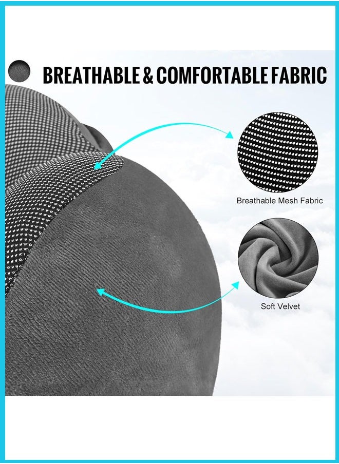 Berma Baby - Travel Pillow, Neck Pillow for Travel with Hood for Airplane, Velvet Memory Foam Neck Pillow Adult Head & Neck Support, for Long Flights Plane, Office, Cars Sleeping & Rest (Grey) - Image 1