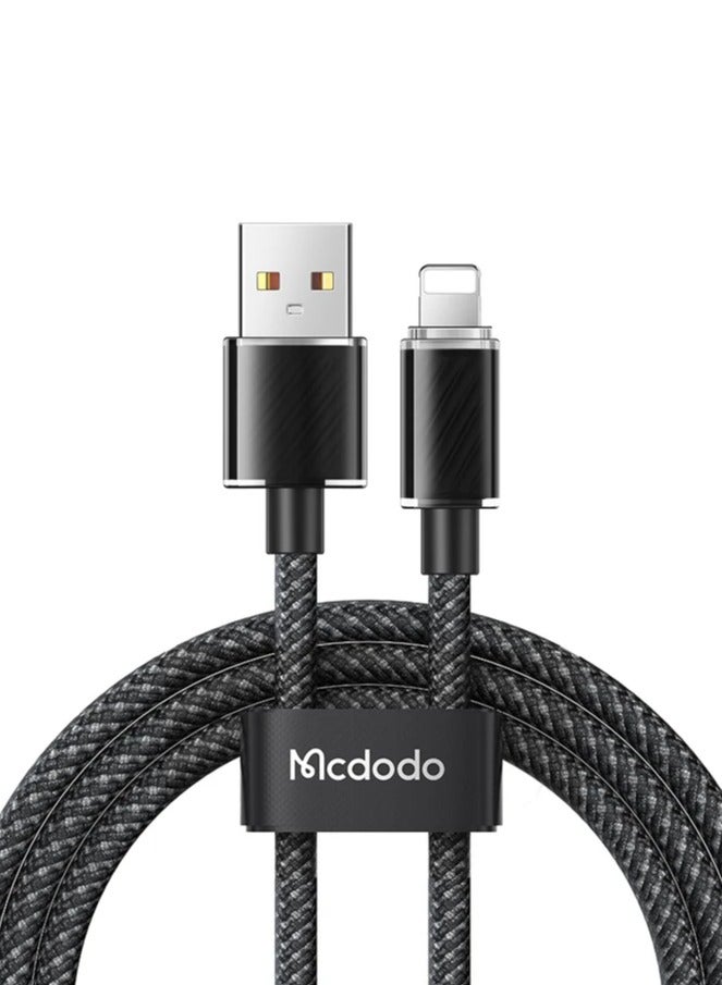 مكدودو كابل شحن سريع CA-364 Dichromatic Series بطول 1.2 متر، 3 أمبير ونقل بيانات بسرعة تصل إلى 480 ميجابت في الثانية، تصميم ثنائي اللون مستوحى من بلورات الجليد، هيكل مضفر من النايلون القوي لتحمل الانحناءات والاستخدام اليومي، متوفر مع واجهات USB إلى Lightning أو Type-C - Image 1