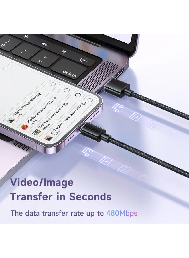 مكدودو كابل شحن سريع CA-364 Dichromatic Series بطول 1.2 متر، 3 أمبير ونقل بيانات بسرعة تصل إلى 480 ميجابت في الثانية، تصميم ثنائي اللون مستوحى من بلورات الجليد، هيكل مضفر من النايلون القوي لتحمل الانحناءات والاستخدام اليومي، متوفر مع واجهات USB إلى Lightning أو Type-C - Image 2