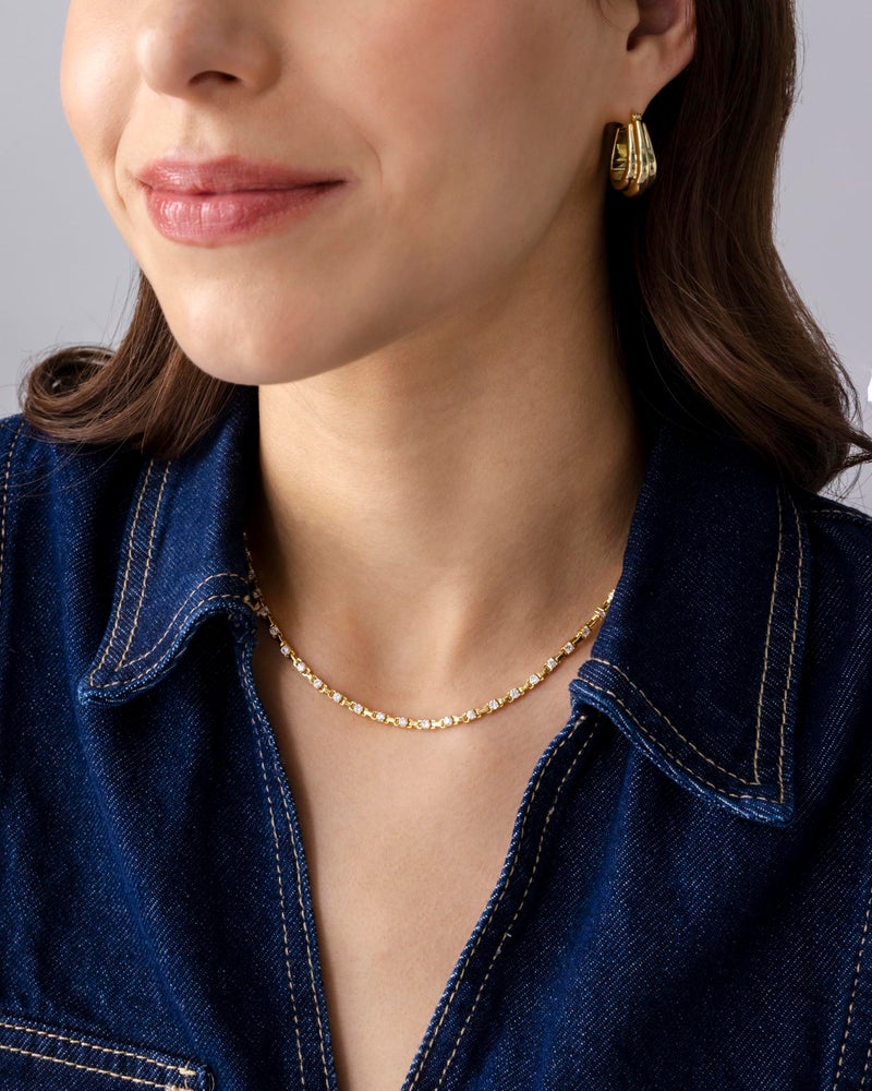 PAVOI 14K Yellow Gold Plated Timeless Tennis Choker Necklace for Women | Station Cubic Zirconia Stones Necklace - Image 4