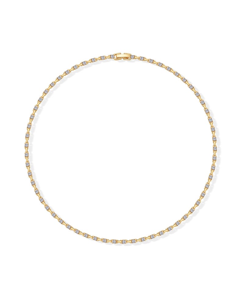 PAVOI 14K Yellow Gold Plated Timeless Tennis Choker Necklace for Women | Station Cubic Zirconia Stones Necklace - Image 3