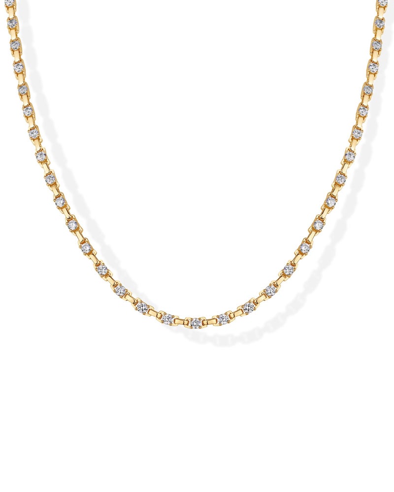 PAVOI 14K Yellow Gold Plated Timeless Tennis Choker Necklace for Women | Station Cubic Zirconia Stones Necklace - Image 1