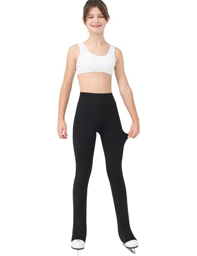 Gnainach Figure Skating Pants Girls 13-14 Years Old Solid Black Comfortable Seamless Practice Leggings for Big Kids Training Exercise - Image 5
