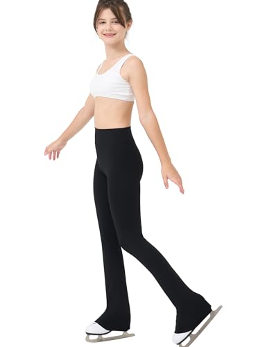 Gnainach Figure Skating Pants Girls 13-14 Years Old Solid Black Comfortable Seamless Practice Leggings for Big Kids Training Exercise - Image 4