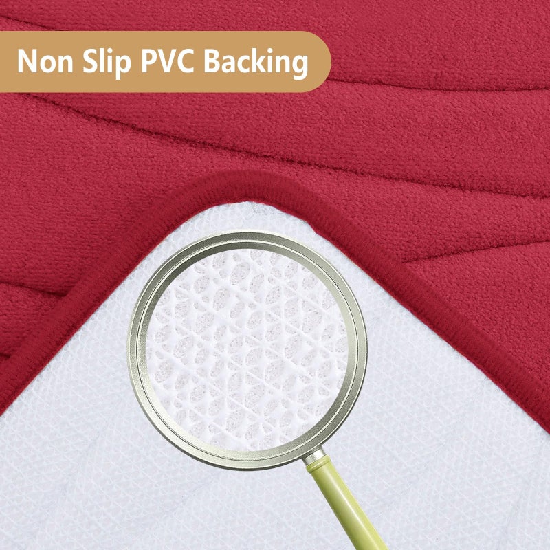 Buganda Memory Foam Bathroom Rug Mat 30x20  Extra Soft and Absorbent Bath Mats  Non-Slip and Machine Washable Bath Rugs for Bathroom Floor Tub and Shower  Red - Image 2