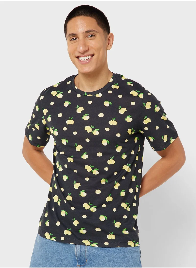 JACK & JONES All Over Printed Crew Neck T-Shirt