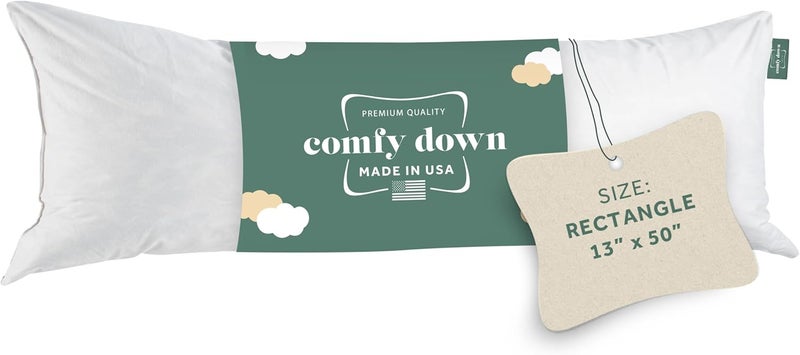 ComfyDown Decorative Throw Pillow Insert, Down and Feather Fill, 100% Cotton Cover, 233 Thread Count - Made in USA (13" X 50") - Image 1