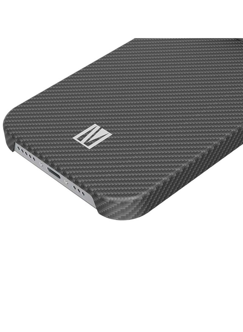 ليفيلو جراب Sergei 1500D Aramid Fiber Back Cover لهاتف iPhone 15 Pro / حواف مقاومة للصدمات / لمسة نهائية غير لامعة / متوافق مع MagSafe / ألياف أراميد 1500D / تأثير كربوني ثلاثي الأبعاد - أسود - Image 2