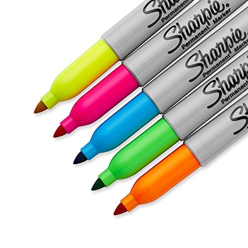 SHARPIE 1874447 Neon Permanent Markers, Fine Point, Assorted Colors, 5 Count - Image 3