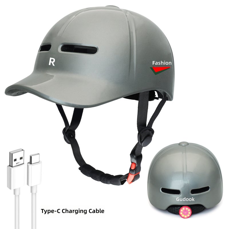 In-Mold Urban Bike Helmet – One-Piece Molded Lightweight Casual Cycling Helmet with Baseball Brim, Ventilated EPS Foam for E-Bike, Scooter, Skateboarding & Roller  Skating