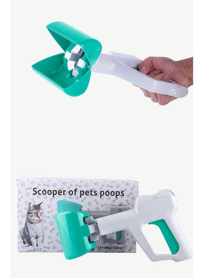 مغرفة فضلات الكلاب الأليفة، مغرفة فضلات الكلاب المحمولة باليد مع موزع لأكياس النفايات، أداة متينة لجمع فضلات الكلاب مع حاوية مخلب الفك للعشب الخفيف والحصى للاستخدام الداخلي والخارجي - Image 3