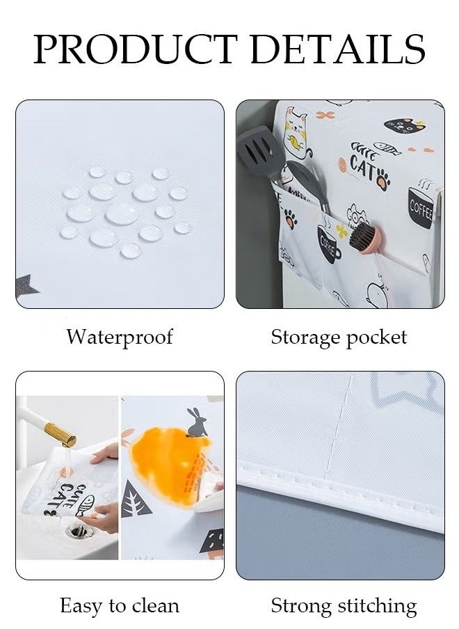 FALMER Refrigerator and Washing Machine Dust Cover Dustproof with Multipurpose Side Storage Pockets Waterproof  - Image 4