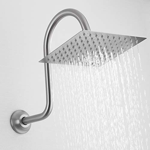 BESTILL 13 Inch S Shape Shower Head High Rise Extension Shower Arm and Flange, Brushed Nickel - Image 3