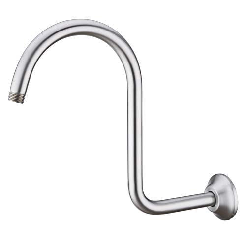 BESTILL 13 Inch S Shape Shower Head High Rise Extension Shower Arm and Flange, Brushed Nickel - Image 1