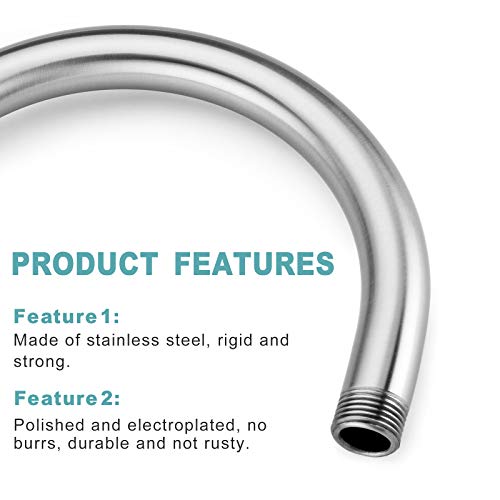 BESTILL 13 Inch S Shape Shower Head High Rise Extension Shower Arm and Flange, Brushed Nickel - Image 4