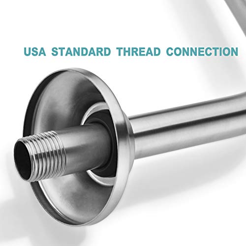 BESTILL 13 Inch S Shape Shower Head High Rise Extension Shower Arm and Flange, Brushed Nickel - Image 5