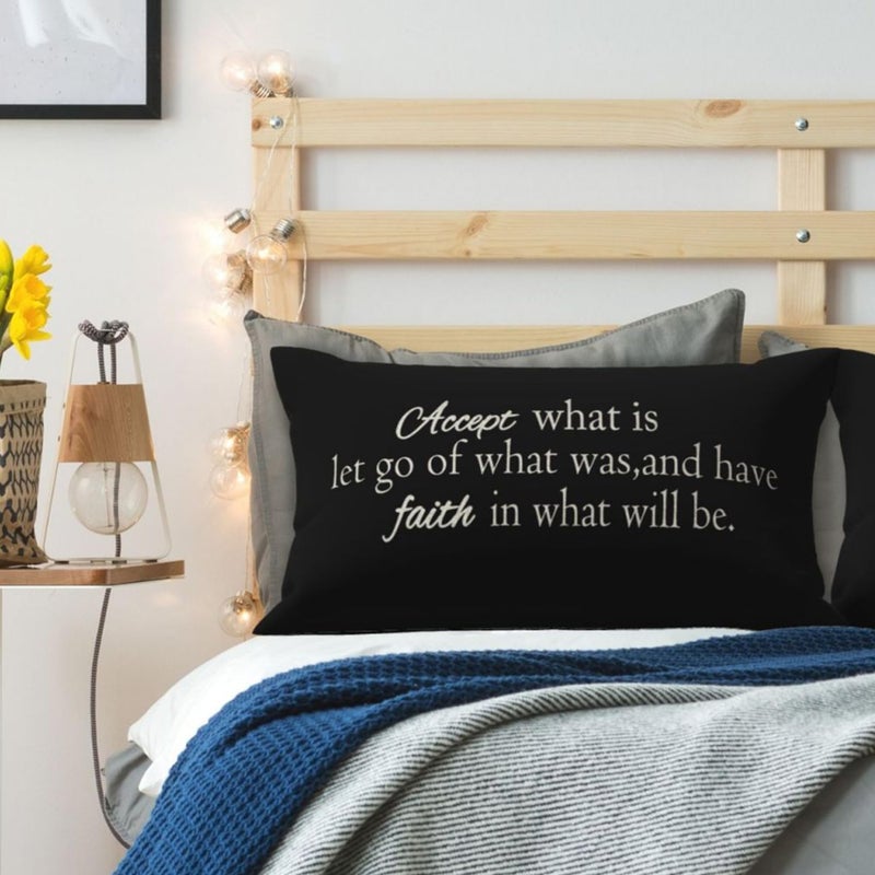 NIDITW Inspirational Quote Throw Pillow Cover 12x20 Inches Accept What is Let Go of What was and Have Faith in What Will Be Lumbar Cotton Linen Cushion Case for Sofa Home Decor - Image 2