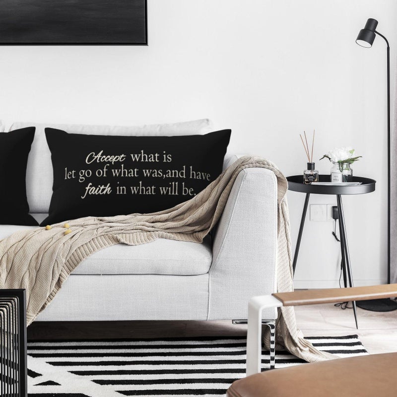 NIDITW Inspirational Quote Throw Pillow Cover 12x20 Inches Accept What is Let Go of What was and Have Faith in What Will Be Lumbar Cotton Linen Cushion Case for Sofa Home Decor - Image 3