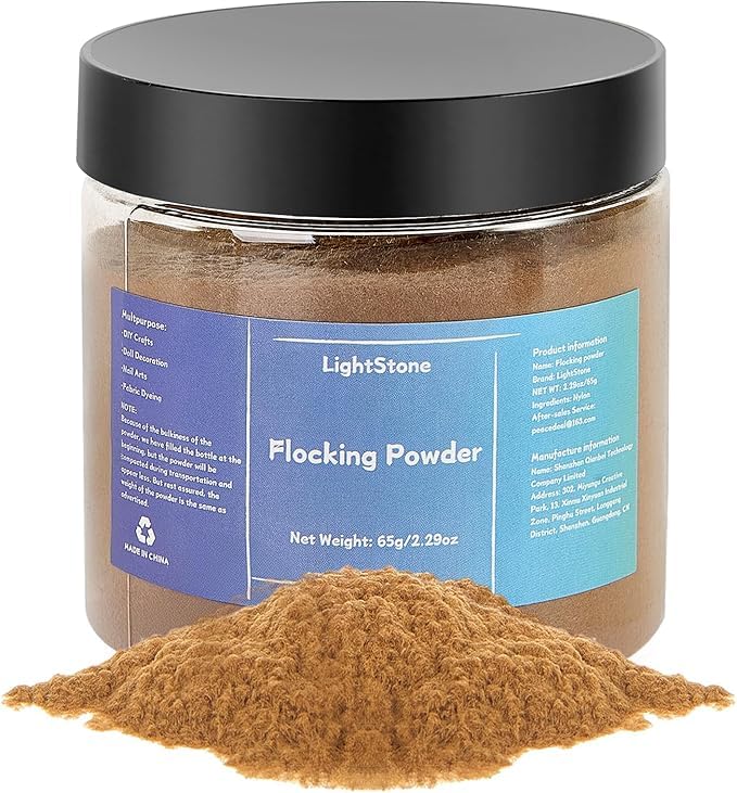 LightStone 65g Flocking Powder - Velvet Fibers - Flocking Powder for Crafts/Taba Squishy/Nails Art/Doll Decorations/DIY Scenery (Brown) - Image 1