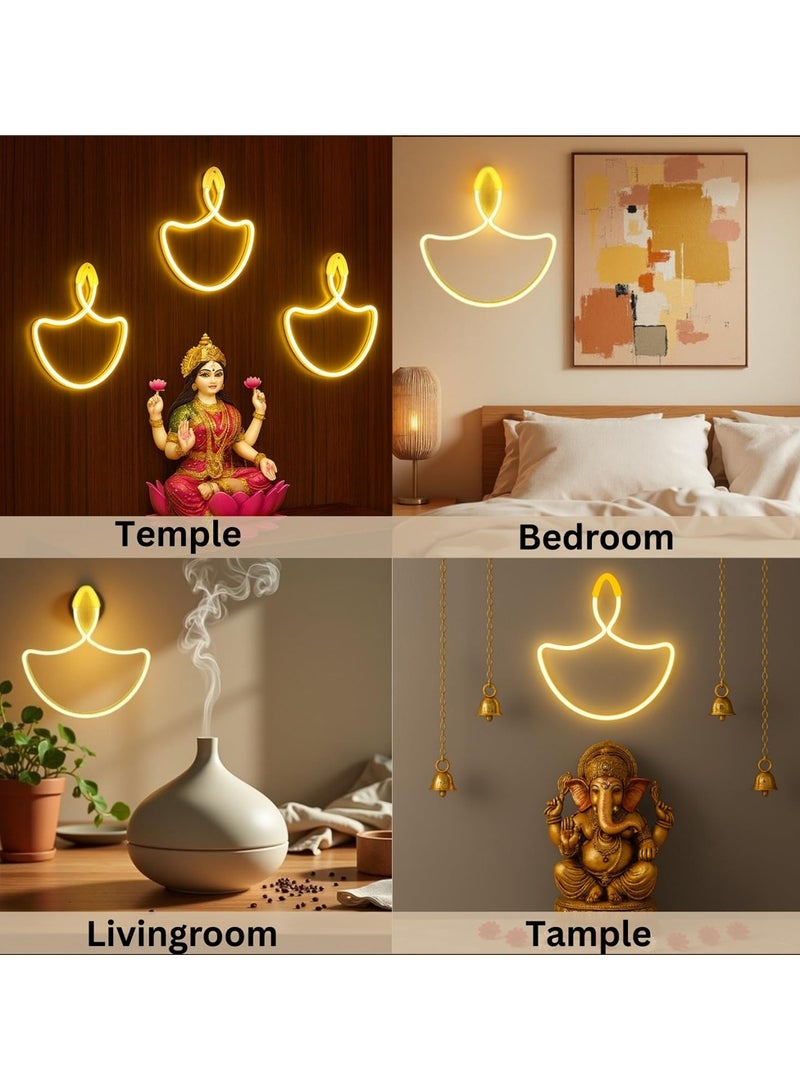 ZAYO LED Diya Lights, Decorative Diya Fairy Lights for Diwali, Home Decoration, Festival, Traditional Style Diya String Lights, Warm White - 30 cm - Image 3
