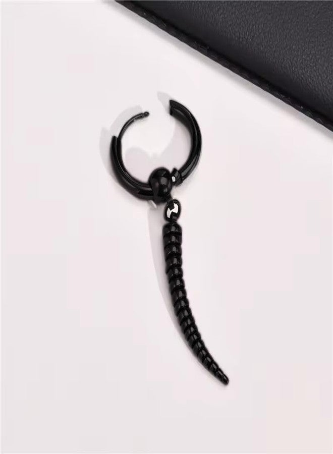THE MEN THING ANTLER - BLACK - Pure Titanium Steel Ear Hoop Earrings for Men & Boys - Image 3