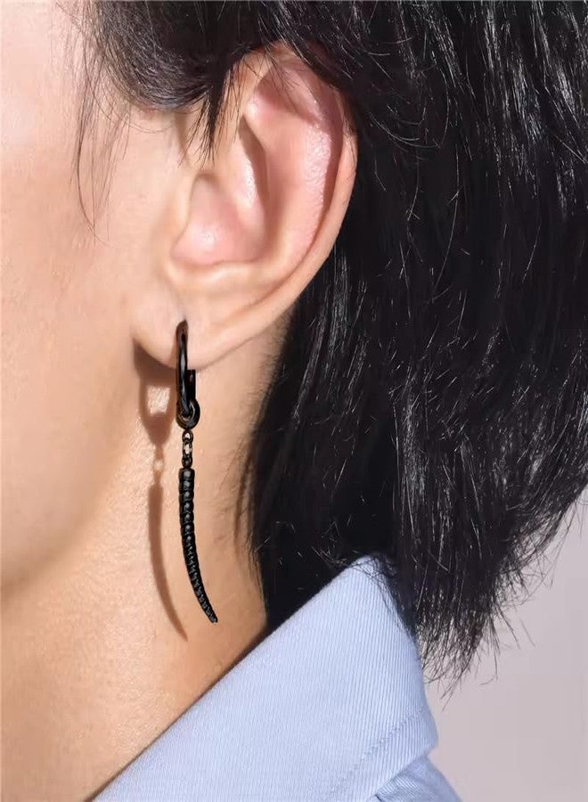 THE MEN THING ANTLER - BLACK - Pure Titanium Steel Ear Hoop Earrings for Men & Boys - Image 2