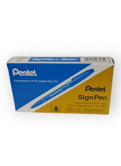 Pentel 12-Piece Sign Pen Stick Porous Point Pen Blue  - Image 1