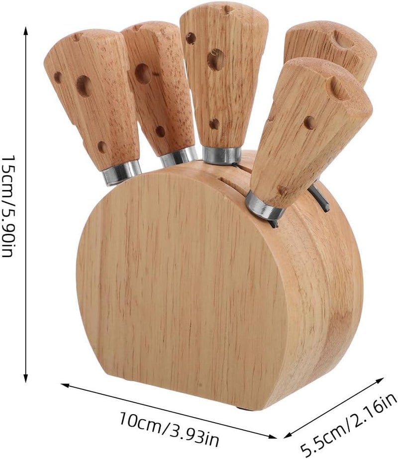 Gatuida 6pcs Cheese Knife and Charcuterie Fork Set with Wooden Handles and Stainless Steel Blades, Cheese Spreaders and Cutters for Entertaining and Serving with Wooden Stand - Image 2