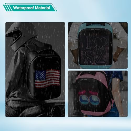 Crelander LED Backpack, 15 inch App Control Laptop Backpack with Programmable Screen Smart Dynamic Daypack Waterproof Commuter Bag for Travel Riding Work (blue) - Image 5