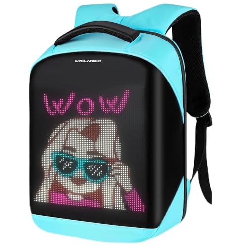 Crelander LED Backpack, 15 inch App Control Laptop Backpack with Programmable Screen Smart Dynamic Daypack Waterproof Commuter Bag for Travel Riding Work (blue) - Image 1