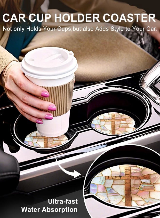 Swooflia Car Coasters for Women - Jesus Ceramic Car Cupholder Coaster Cool Absorbent Mat Coaster with Cork Base 2 Pack Automotive Cup Holder Accessories New Driver Gifts for Decor - Image 5
