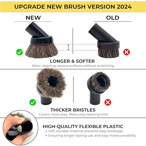 GHAMADE Vacuum Attachments & Brushes for Dyson V7 V8 V10 V11 V15 Gen5: Flexibible Crevice Tool, Horsehair Vacuum Attachment, Traceless Dust Brush (Home, Car Detailing & Corner Cleaning Set) - Image 4