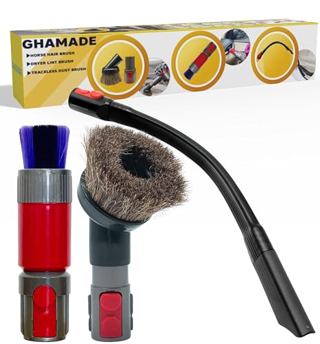 GHAMADE Vacuum Attachments & Brushes for Dyson V7 V8 V10 V11 V15 Gen5: Flexibible Crevice Tool, Horsehair Vacuum Attachment, Traceless Dust Brush (Home, Car Detailing & Corner Cleaning Set) - Image 1