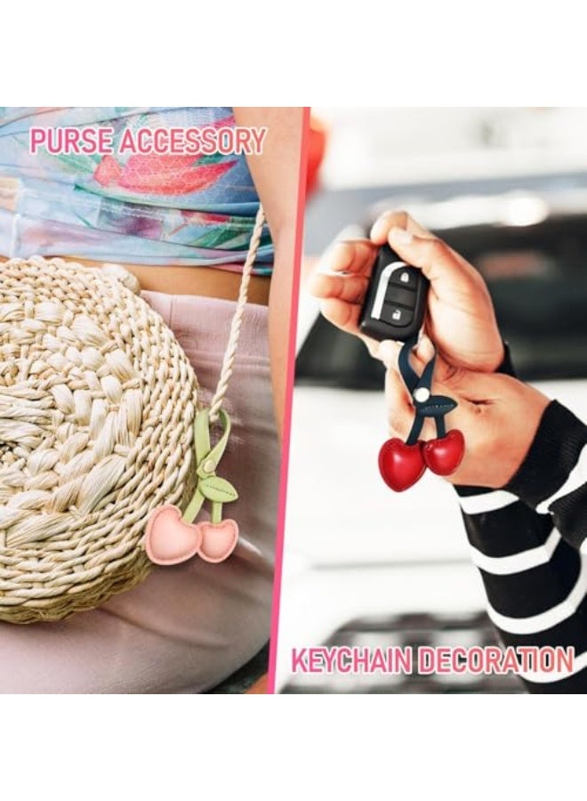 2 قطعة سحر حقيبة الكرز، سلاسل مفاتيح لطيفة، سحر حقيبة، قلادة فاكهة كاواي لإكسسوارات حقائب اليد - Image 4