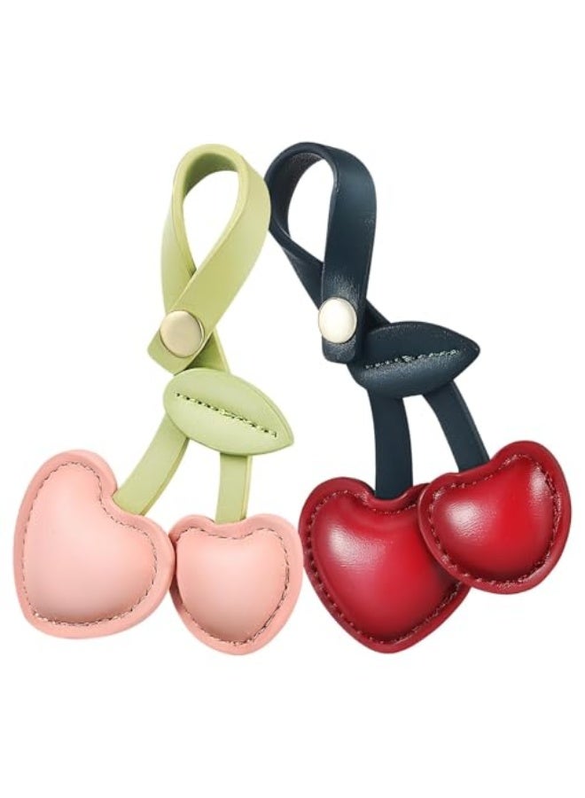 2 قطعة سحر حقيبة الكرز، سلاسل مفاتيح لطيفة، سحر حقيبة، قلادة فاكهة كاواي لإكسسوارات حقائب اليد - Image 1