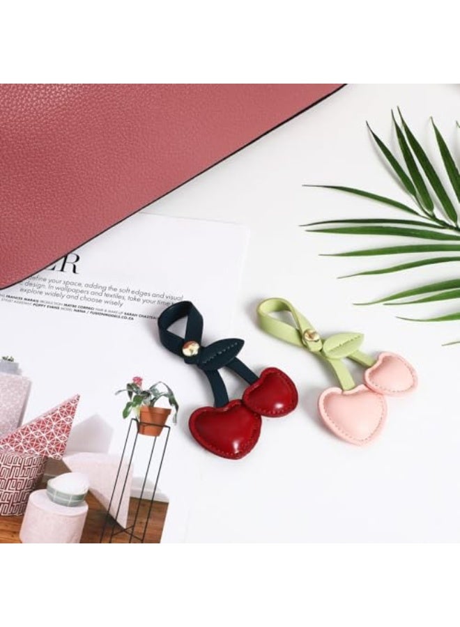 2 قطعة سحر حقيبة الكرز، سلاسل مفاتيح لطيفة، سحر حقيبة، قلادة فاكهة كاواي لإكسسوارات حقائب اليد - Image 3